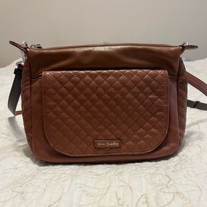 LEATHER VERA BRADLEY CARSON MINI SHOULDER BAG IN CLASSIC MOCHA COLOR gently used